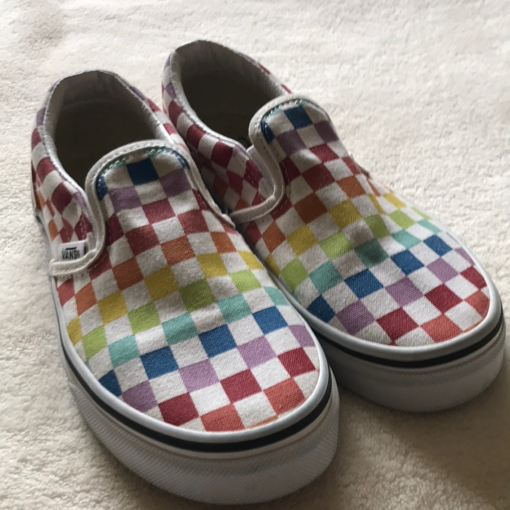 Kids size 1.0 rainbow checkered Vans
